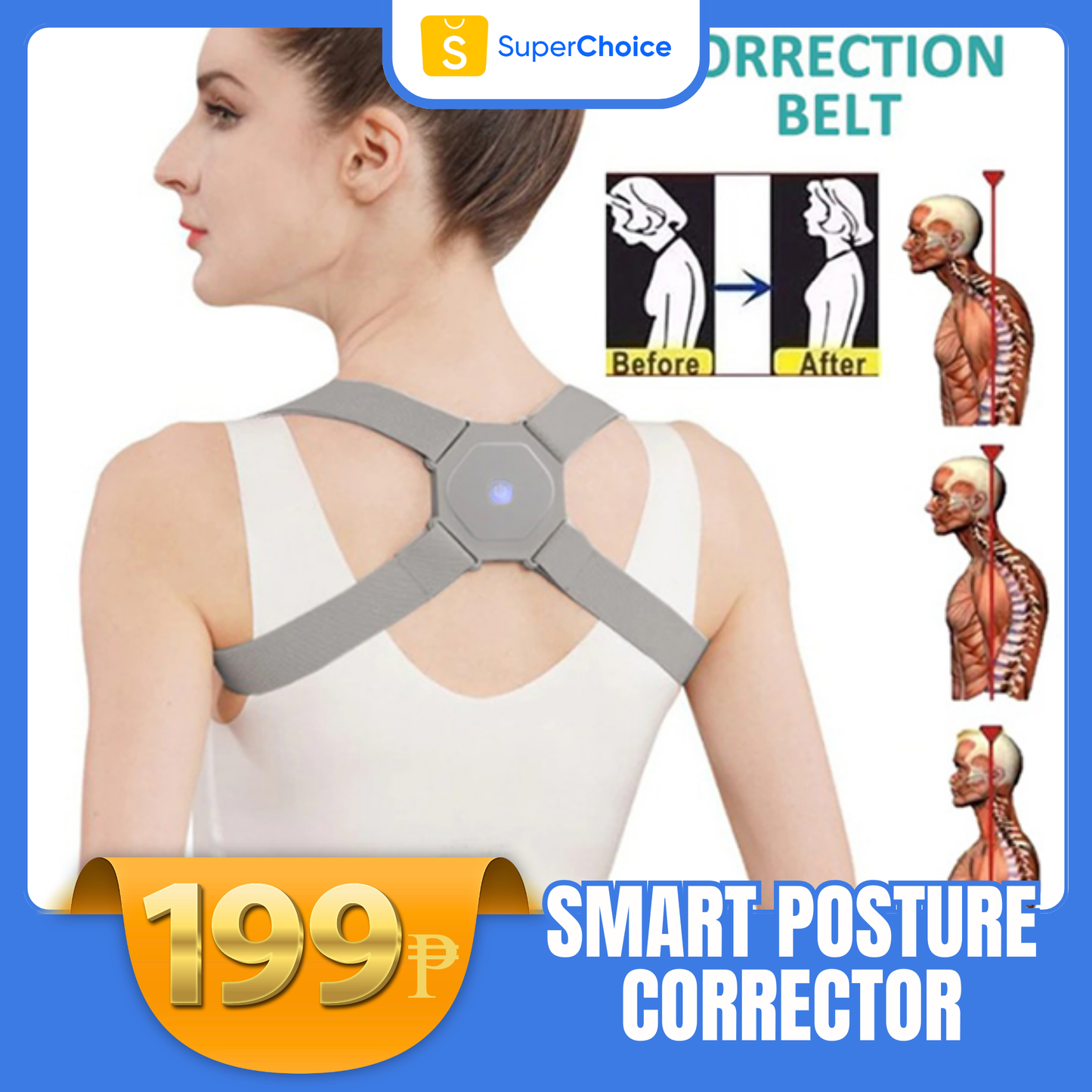 Smart Posture Corrector With Vibration – Comfortable Support For Back And Clavicle