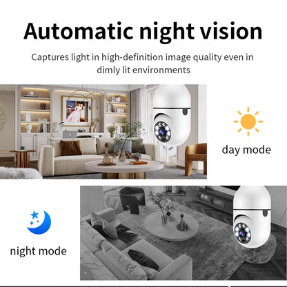 2HD 1080P 2.4G Wifi Wireless Security Camera, Night Vision 360 Degree Remote Operation Light Bulb Surveillance IP Camera