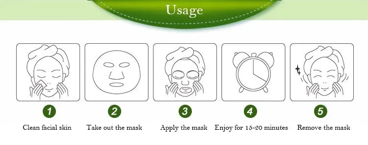 Natural Plant Facial Mask Moisturizing Oil Control Firming Fruit Aloe Korean Sheet Face Mask Beauty Skin Care Prodcuts (Aloe Vera)