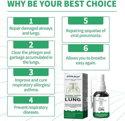 Herbal Spray Cleansing Lungs, Herbal Lung Cleaning Spray, Lung Detox Herb Cleanser, Herbal Essence for Lung Health, Naturally Reduces Cough and Clears Phlegm