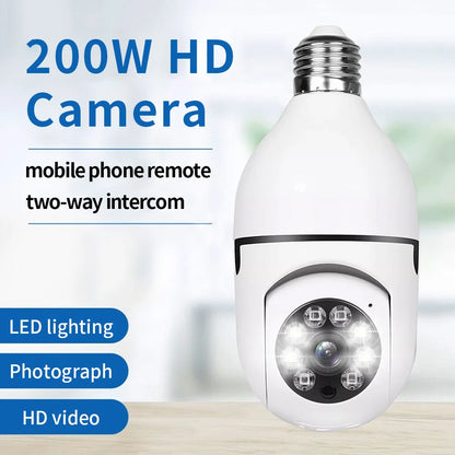 2HD 1080P 2.4G Wifi Wireless Security Camera, Night Vision 360 Degree Remote Operation Light Bulb Surveillance IP Camera