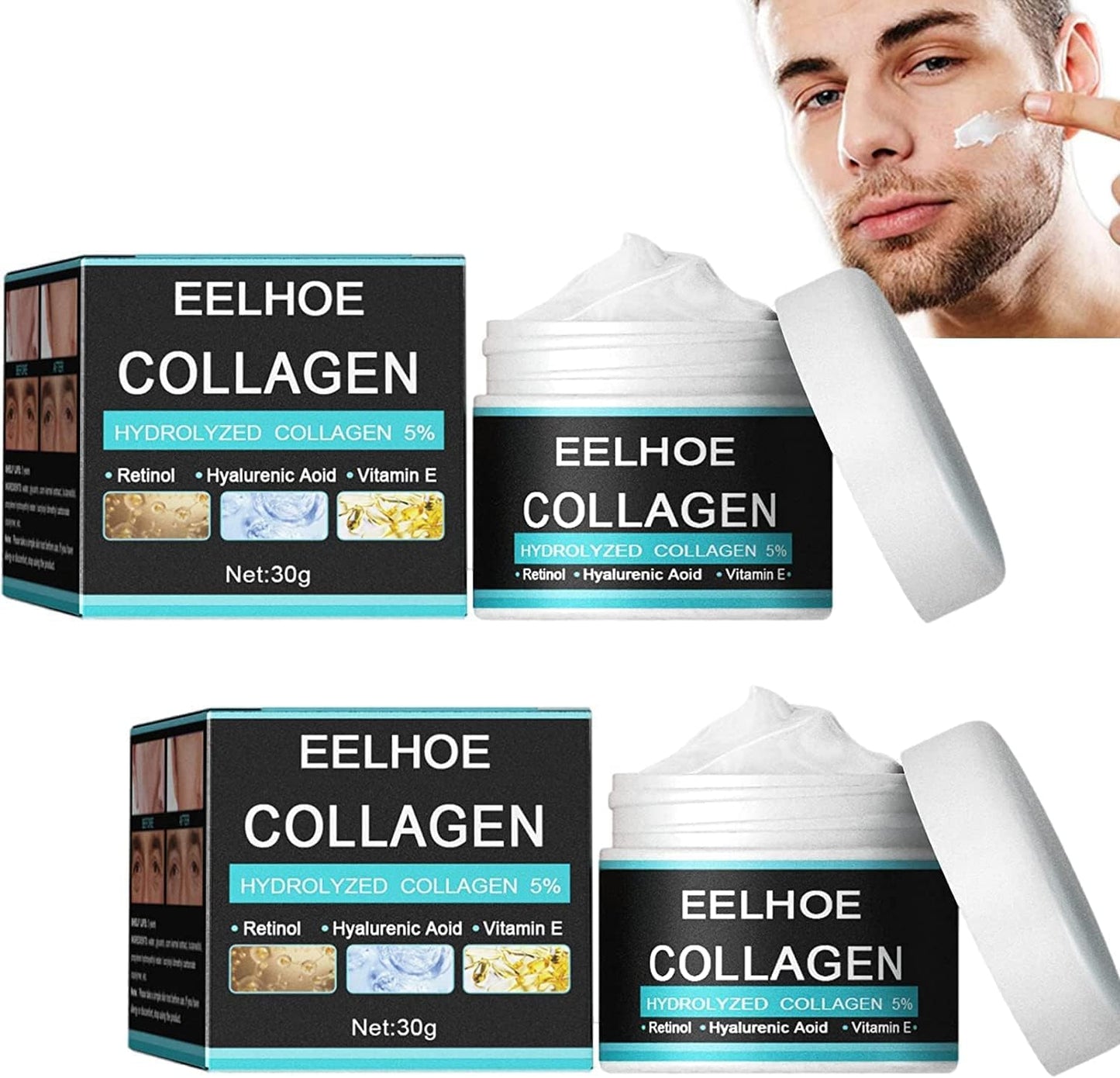 Nordterm Collagen Cream for Men, Men's Anti Age Wrinkle Cream, Mens Anti-Aging Wrinkle Cream, Men's Wrinkle Face Cream, Hydrolyzed Collagen 5% Crea