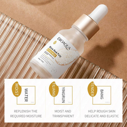 BIOAQUA Rice Raw Pulm Face Essence Hyaluronic Acid Shrink Pores Soften Moisturizing Facial Serum Skin