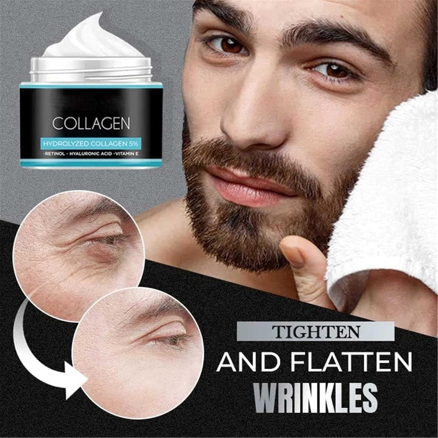 Nordterm Collagen Cream for Men, Men's Anti Age Wrinkle Cream, Mens Anti-Aging Wrinkle Cream, Men's Wrinkle Face Cream, Hydrolyzed Collagen 5% Crea