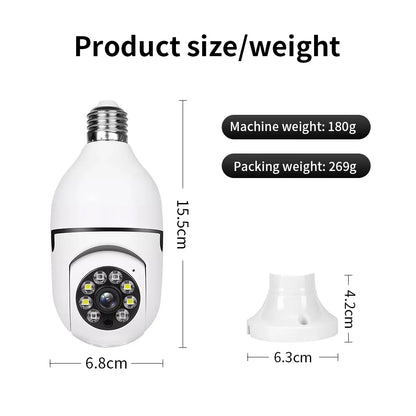 2HD 1080P 2.4G Wifi Wireless Security Camera, Night Vision 360 Degree Remote Operation Light Bulb Surveillance IP Camera