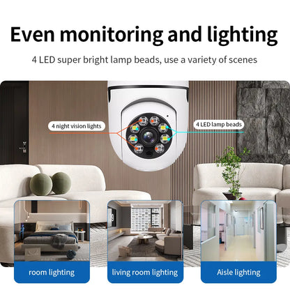 2HD 1080P 2.4G Wifi Wireless Security Camera, Night Vision 360 Degree Remote Operation Light Bulb Surveillance IP Camera